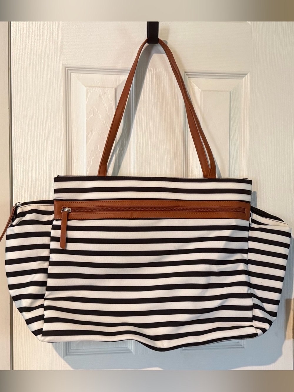 DSW Striped Overnighter Tote Bag